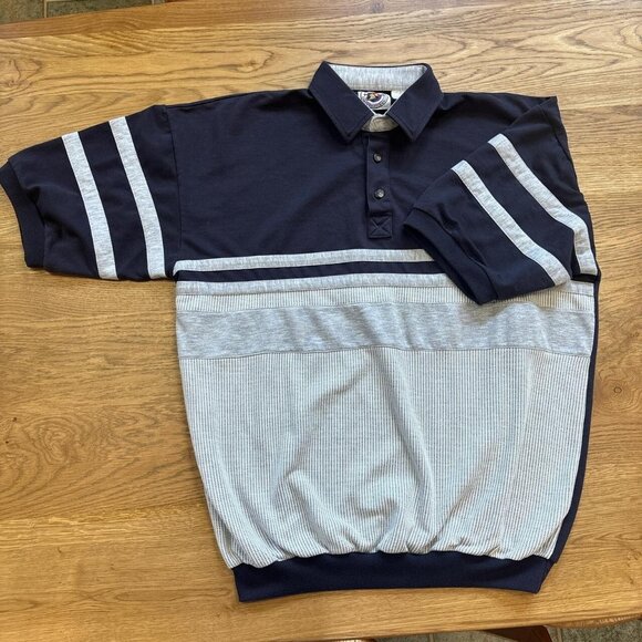 80's Vintage Polo Knit Pullover Shirt Mens XLT Navy Grandpacore Indie Sleeze - Picture 3 of 8
